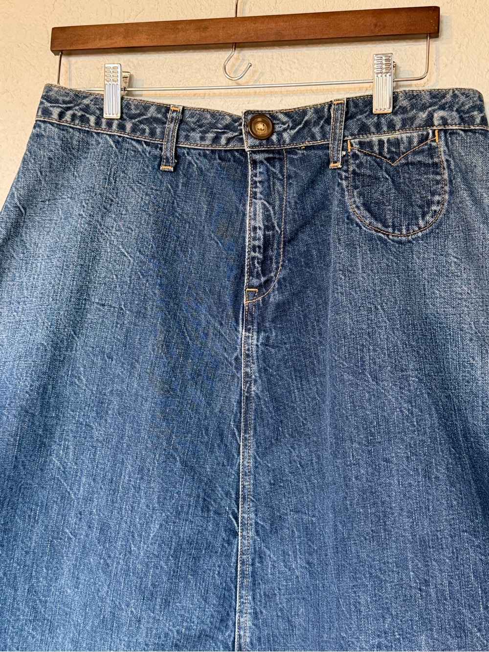 Vintage Gap 1969 Y2K Midi Length Cotton A-Line Denim Jean Skirt Sz 8 - Picture 4 of 14